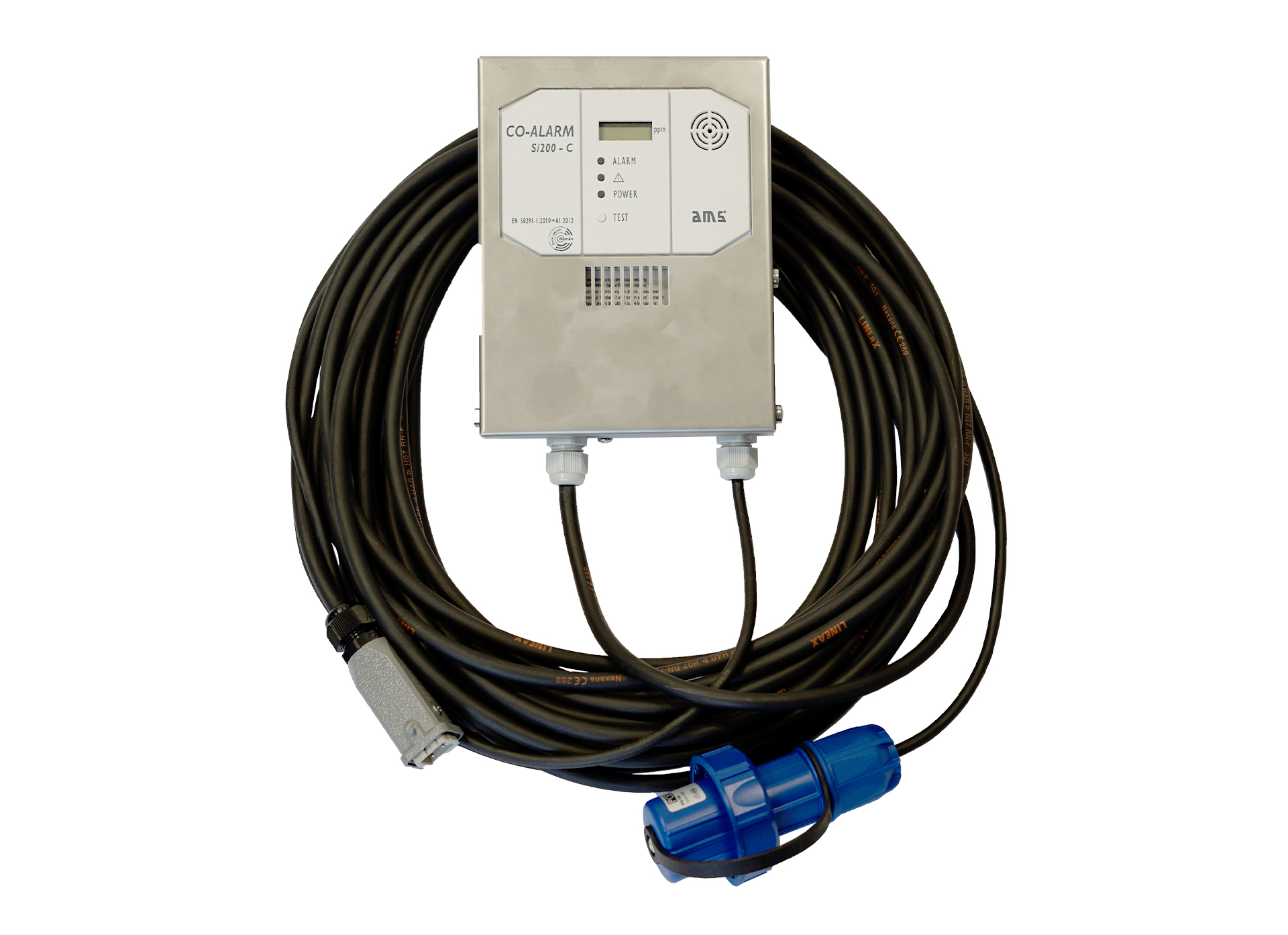 CO alarm - Stainless steel case, 15m cable